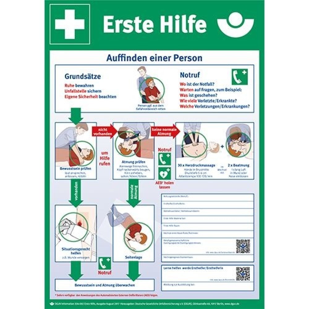 B-Safety Erste-Hilfe-Anleitung, nach DGUV-Information 204-001
