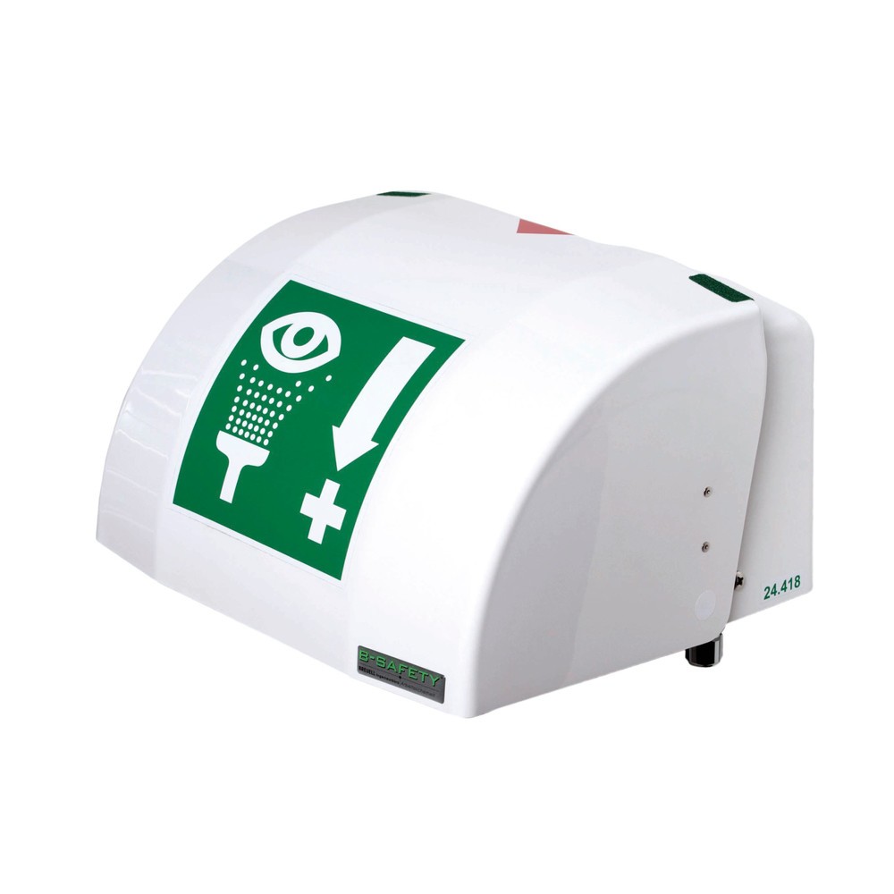 B-Safety Augen-/Gesichtsdusche PremiumLine, Auffangbecken mit Abdeckung, Wandmontage