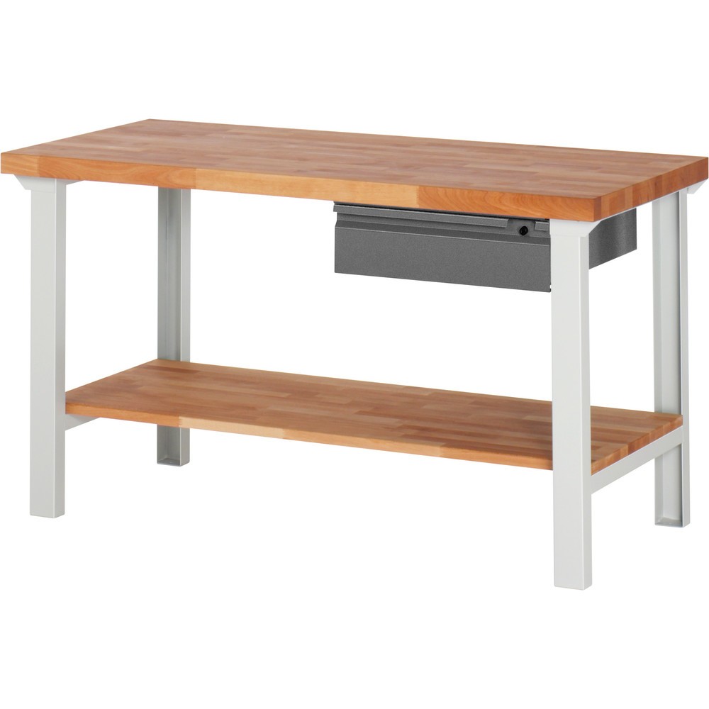 Steinbock® Werkbank Selection, mit Schublade u. Ablageboden, HxBxT 840 mm x 1.500 mm x 700 mm, RAL 7035/7016