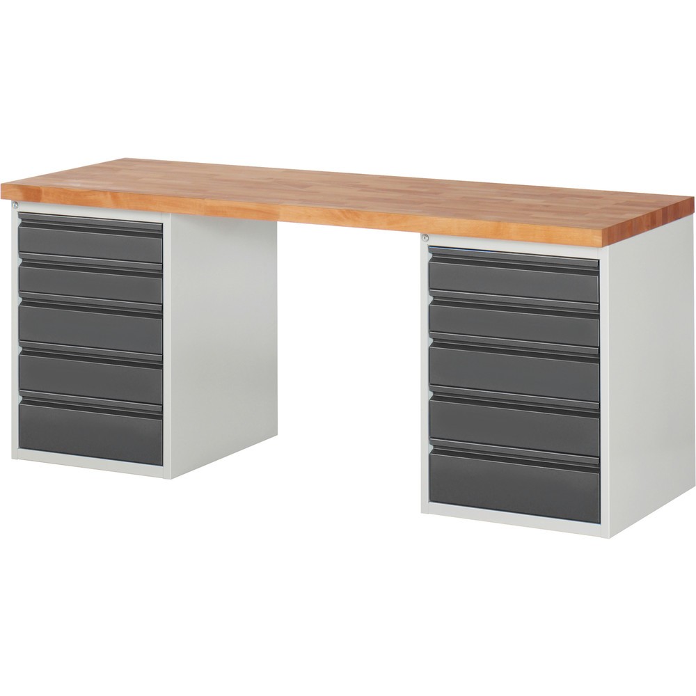 Steinbock® Werkbank Selection, mit 2x 5 Schubladen, HxBxT 840 mm x 1.500 mm x 700 mm, RAL 7035/7016