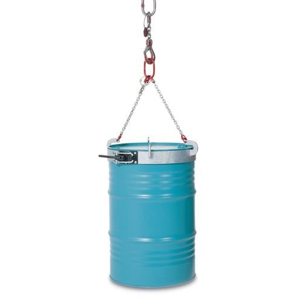 DENIOS Fassgreifer für Stahl-Manschetten-Fässer, Tragkraft 300 kg, Kettenausführung