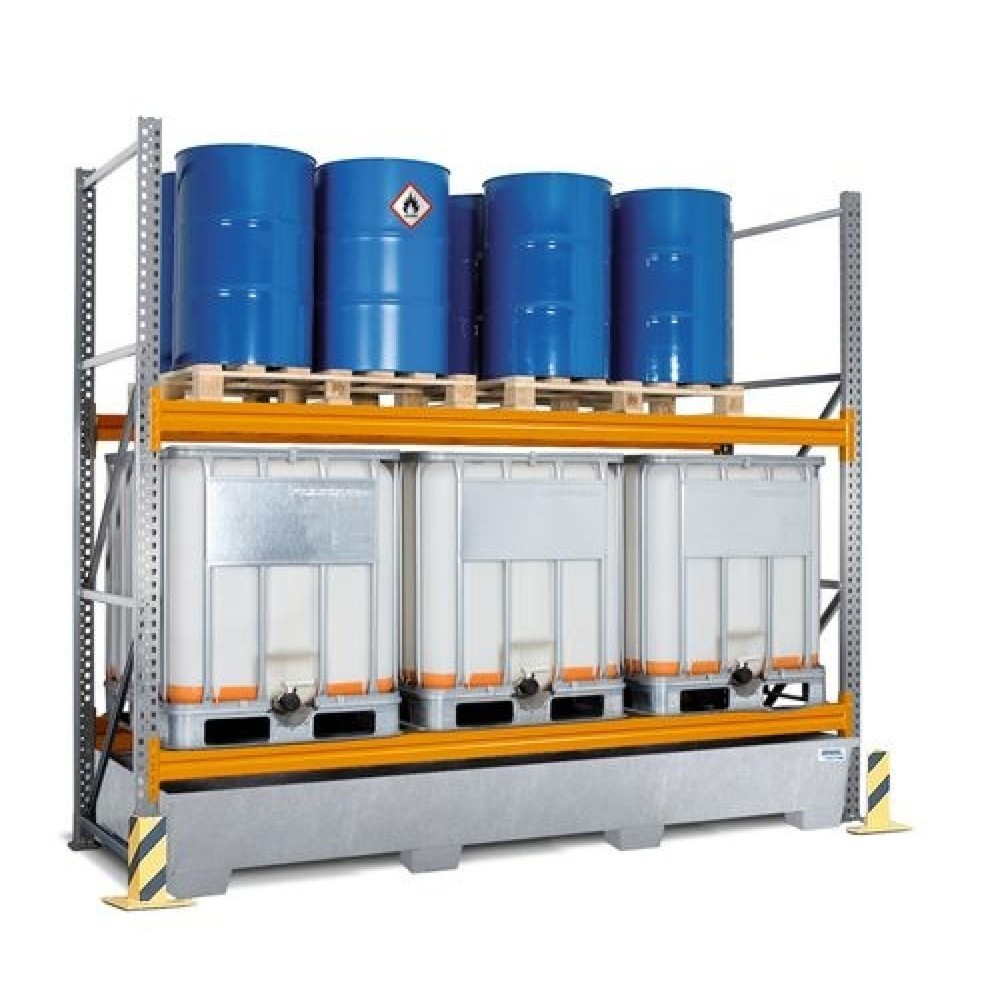 Palettenregal PR 18.37, für 6 Euro- oder 3 Chemiepaletten, 3 Lagerebenen, GF