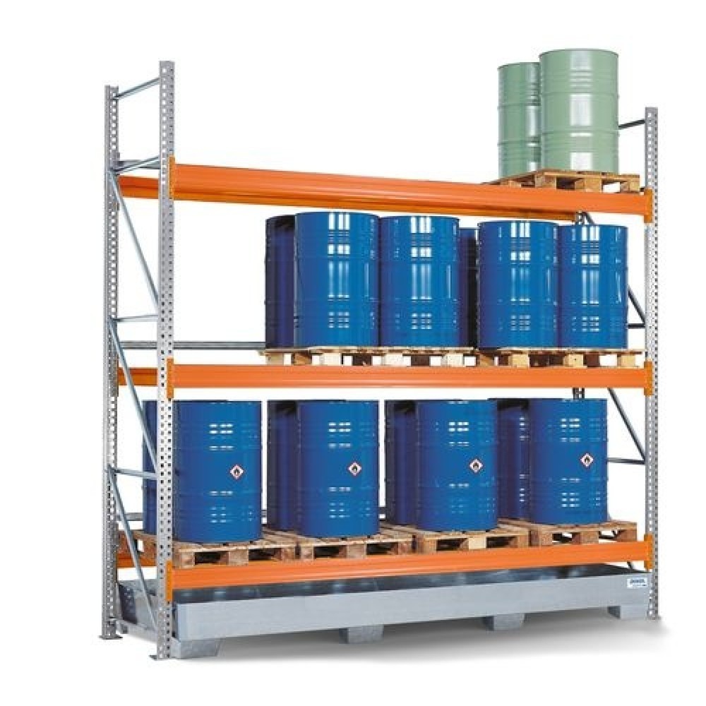 Palettenregal PR 33.25, für 6 Euro-/Chemiepaletten oder 6 IBC, 2 Lagerebenen, AF