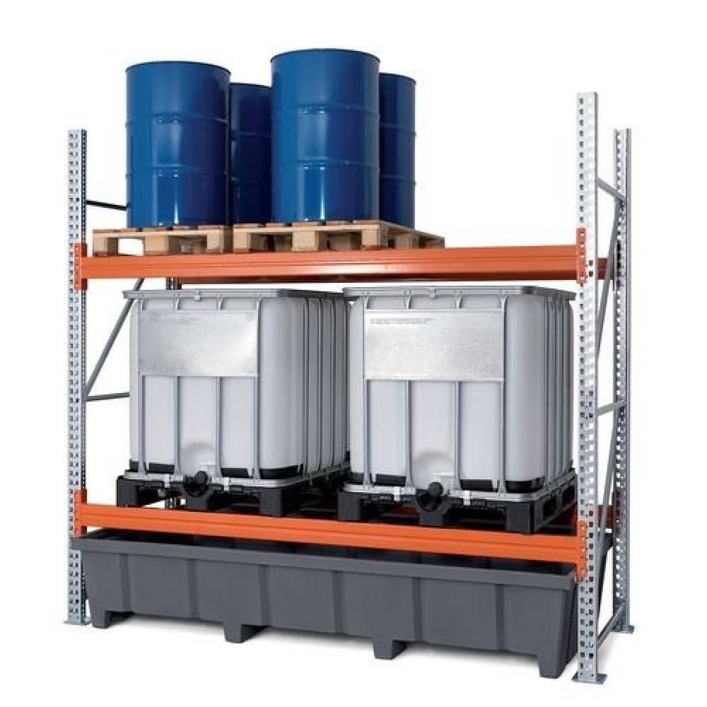 Palettenregal PRP 27.27, für 6 Euro- oder 4 Chemiepaletten oder 4 IBC, 2 Lagerebenen, GF