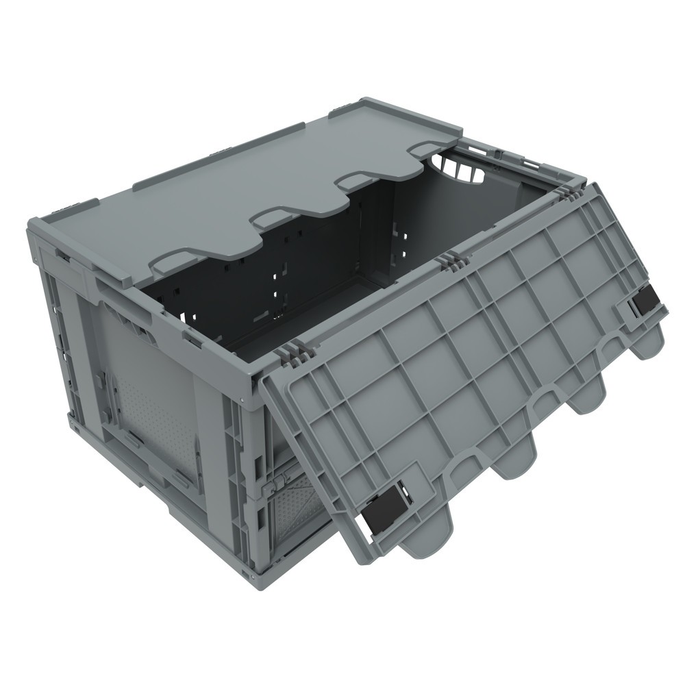 Euronorm-Eurobox Premium, mit Scharnierdeckel, 60 Liter, grau