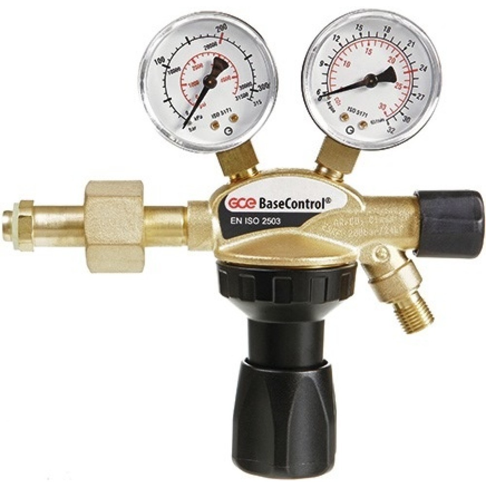 GCE RHÖNA Flaschendruckminderer BaseControl, 200 bar mit Ventil, Argon / CO₂, 24 l/min