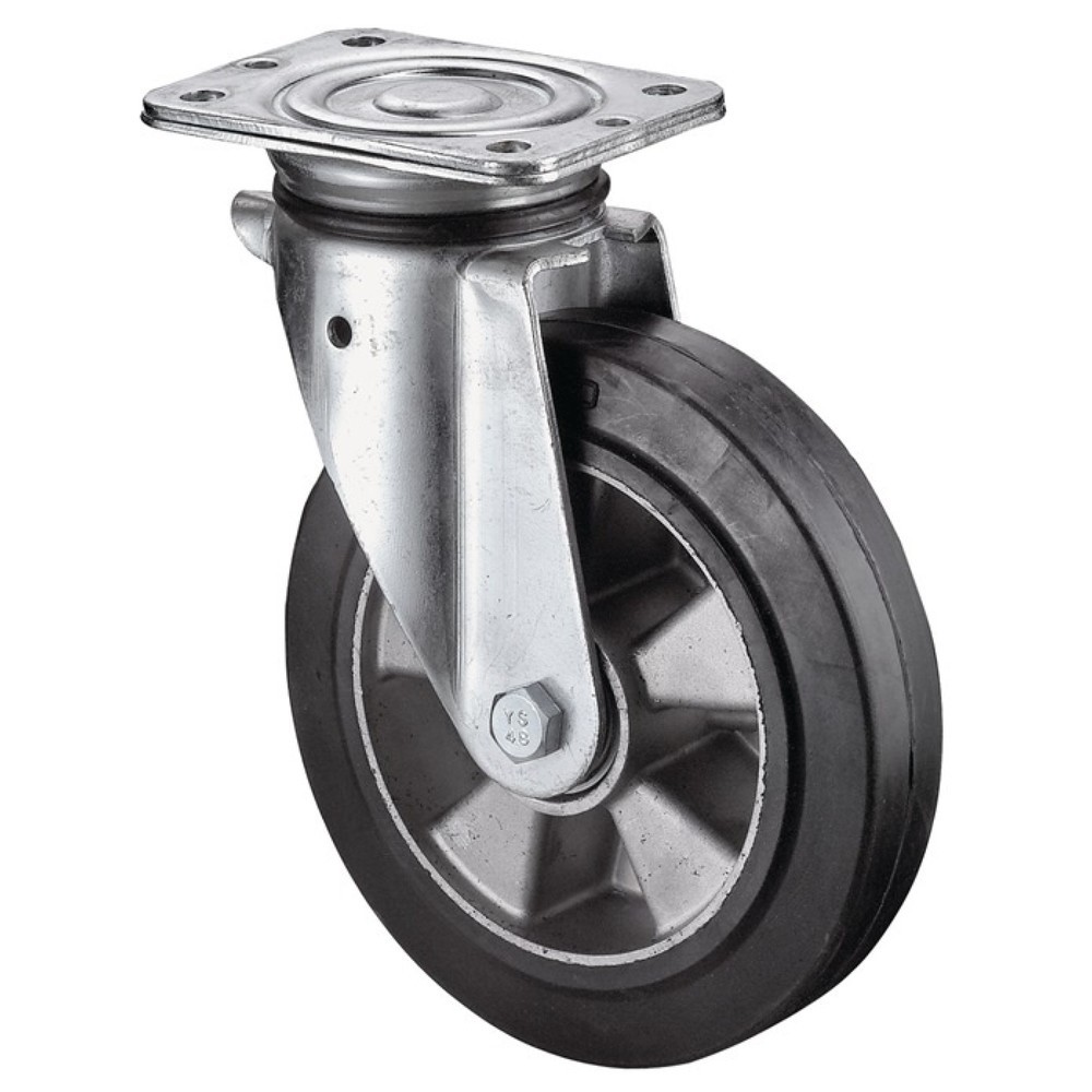 BS ROLLEN Schwerlastlenkrolle, Gummi, Rad-Ø 160 mm Tragfähigkeit 300 kg, 135 mm 110 mm