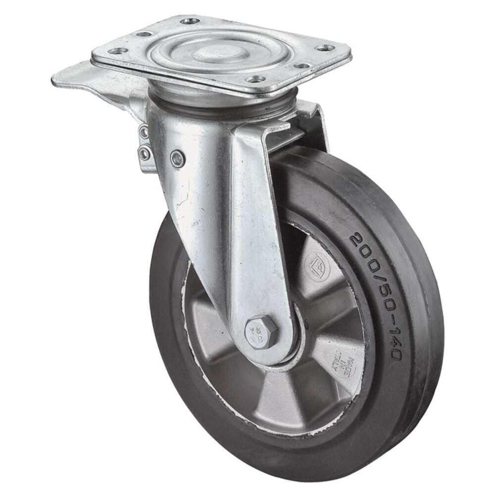 BS ROLLEN Schwerlast-Lenkrolle, Totalfesteller Gummi, Rad-Ø 160 mm Tragfähigkeit 300 kg, 135 mm 110 mm