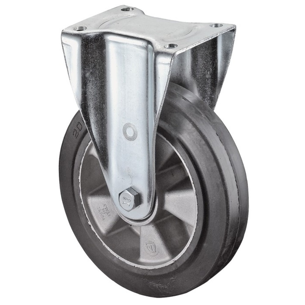 BS ROLLEN Schwerlast-Bockrolle, Gummi, Rad-Ø 250 mm Tragfähigkeit 550 kg, 135 mm 110 mm