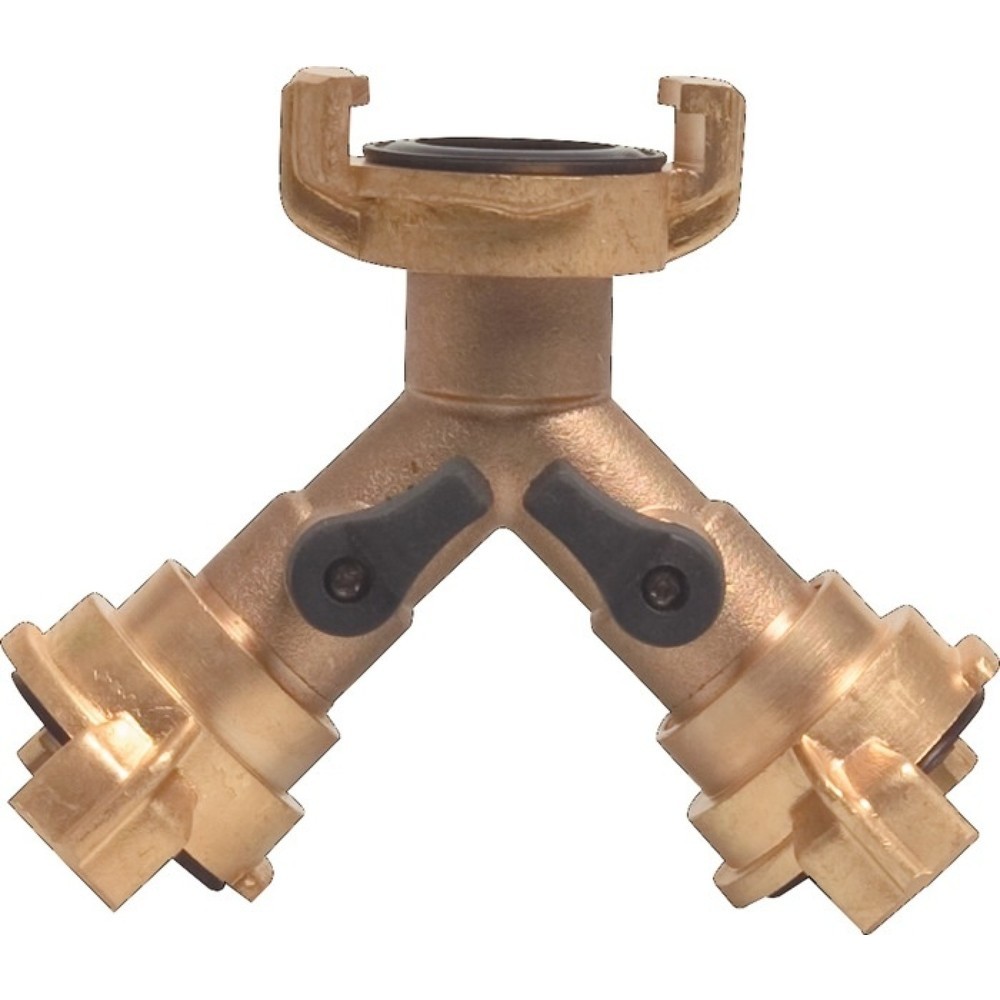 MEGA Y-Stück Schnellkupplung, Messing Schlauchgrösse 9,5-38 mm, Hahnabsperrung