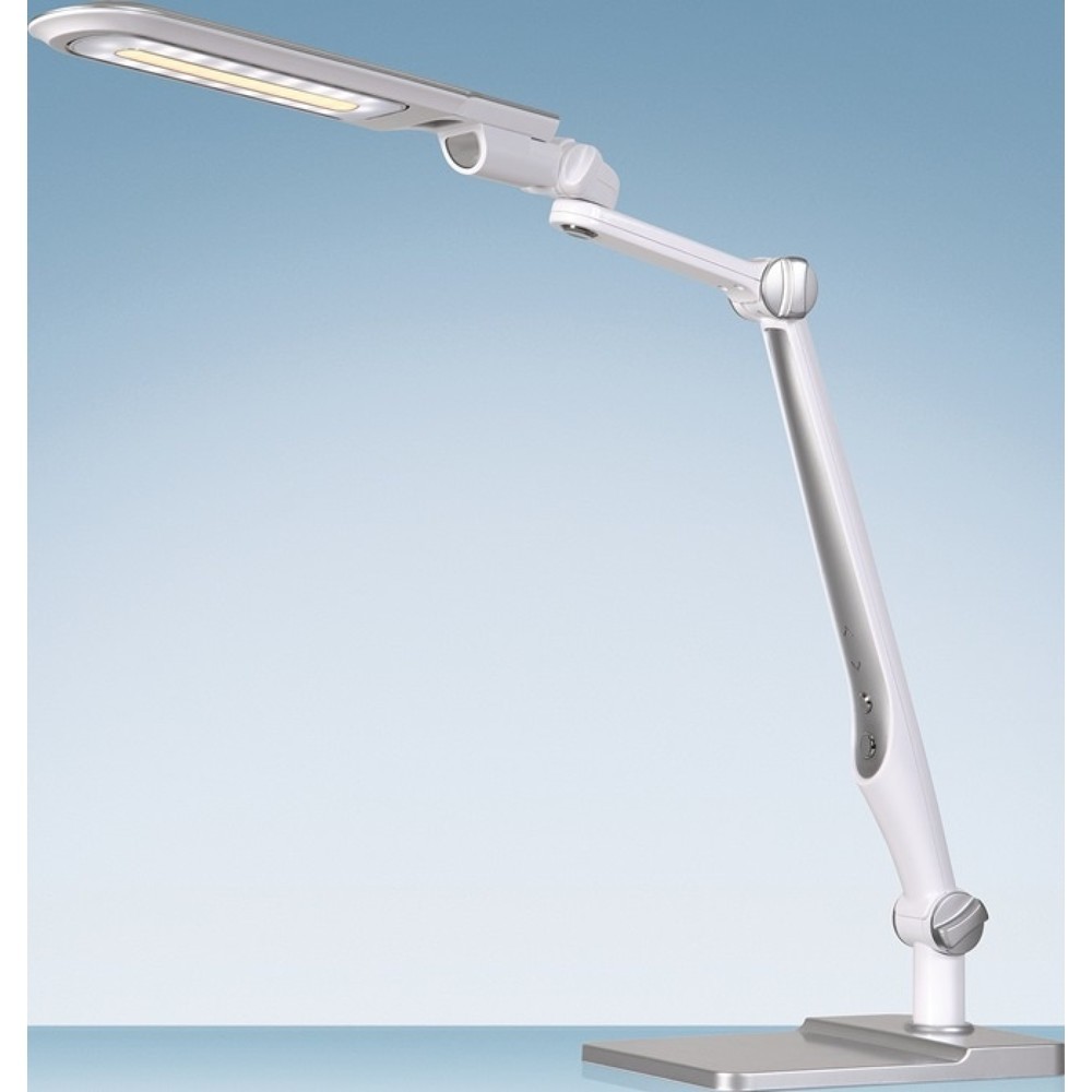 styro Schreibtischleuchte LED Multiflex, mit Standfuss und Klemme, ABS, Eisen, PS weiss/silber Höhe 600 mm, LED