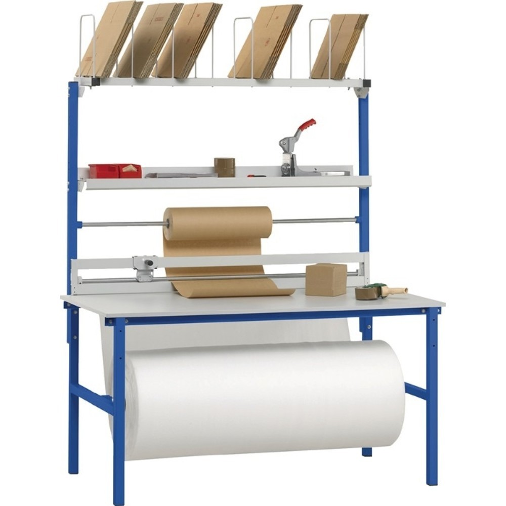 Packtisch-Set mit Rollenhalter und Untertisch-Abwickelvorrichtung, HxBxT 2.205 x 1.600 x 800 mm