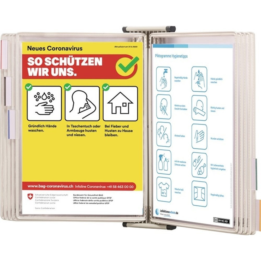 Tarifold Wandhalter, schwarz, 10 Sichttafeln, lackiertf.A4