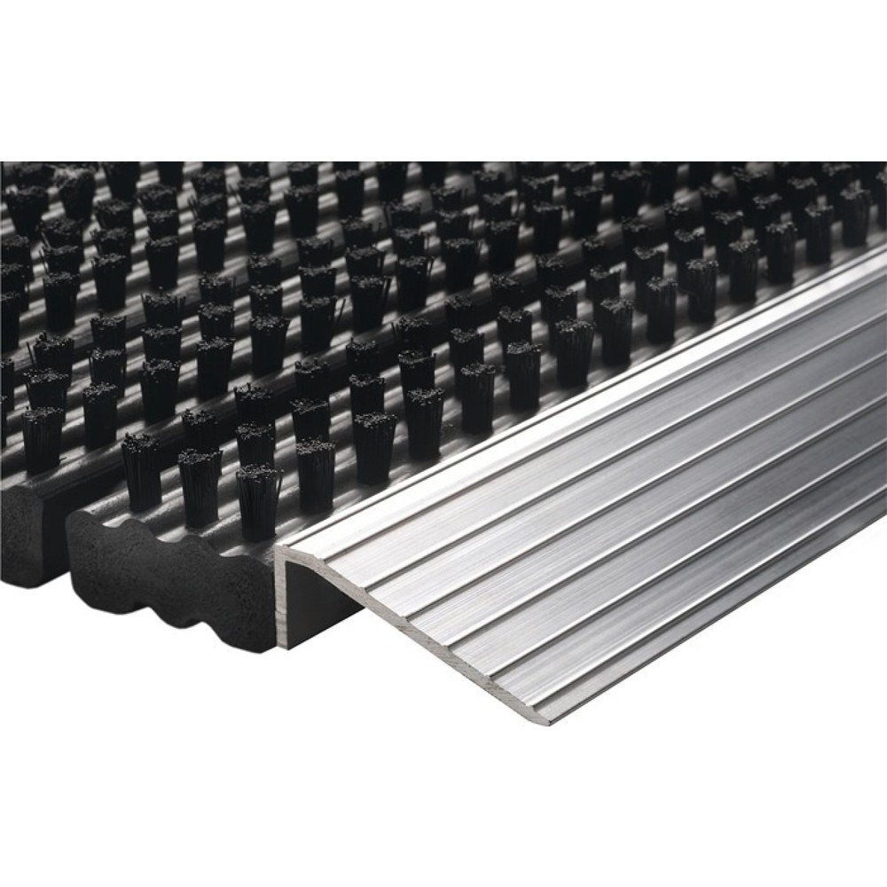 Fussmatte Alu-Anlaufkante, L430xB750xS22mm, schwarz/silber PP/Alu