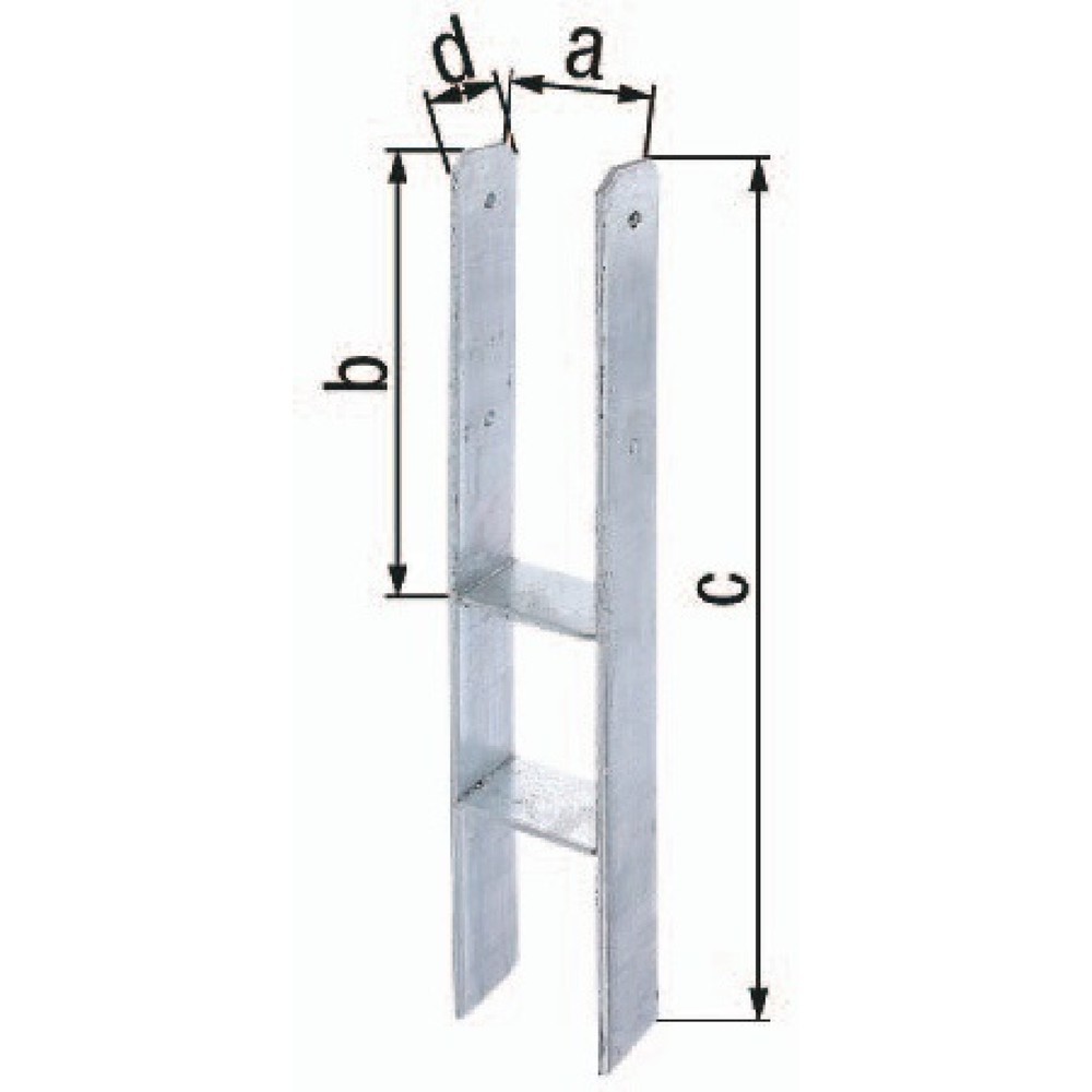 GAH H-Pfostenträger ETA-10/0210, Stahl roh feuerverzinkt, 111x300x600x60mm