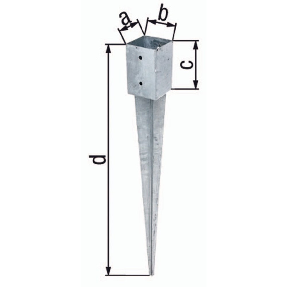 GAH Einschlagbodenhülse, Stahl roh feuerverzinkt, a71xb71xc150xd750mm