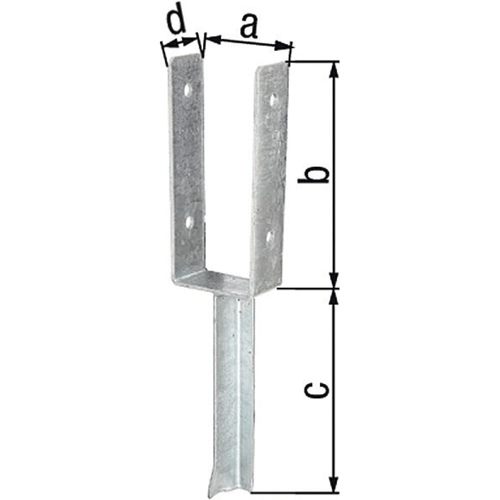 GAH U-Pfostenträger ETA-10/0210, feuerverzinkt, 91x200x200x50mm, mit Betonanker aus T-Eisen