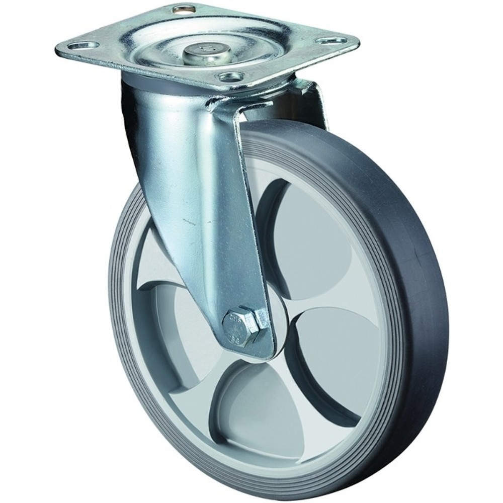 BS ROLLEN Lenkrolle, thermoplastisch Kunststoff, Rad-Ø 160 mm Tragfähigkeit 200 kg, Platte L135xB110 mm