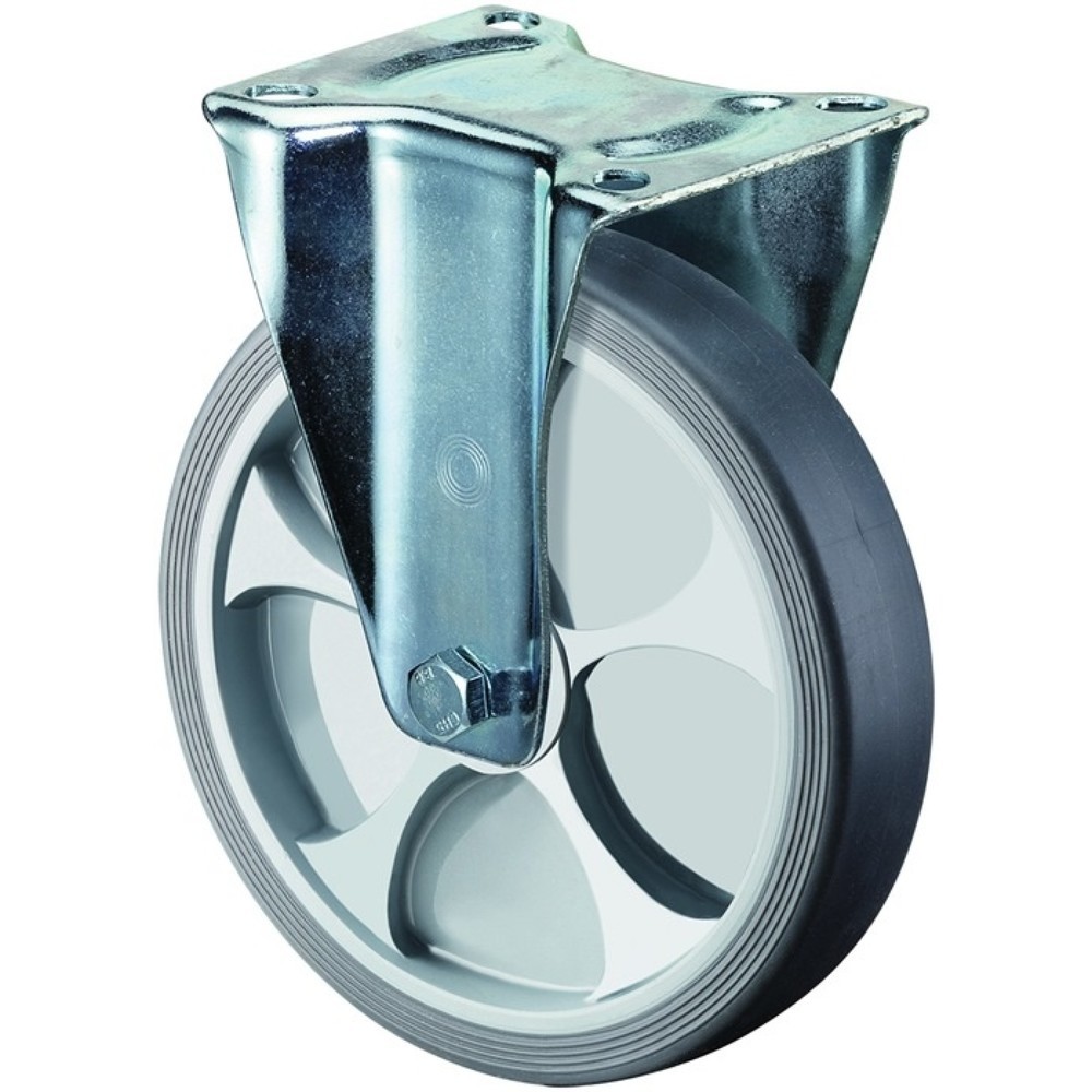 BS ROLLEN Bockrolle, thermoplastisch Kunststoff, Rad-Ø 125 mm Tragfähigkeit 120 kg, Platte L104xB80 mm