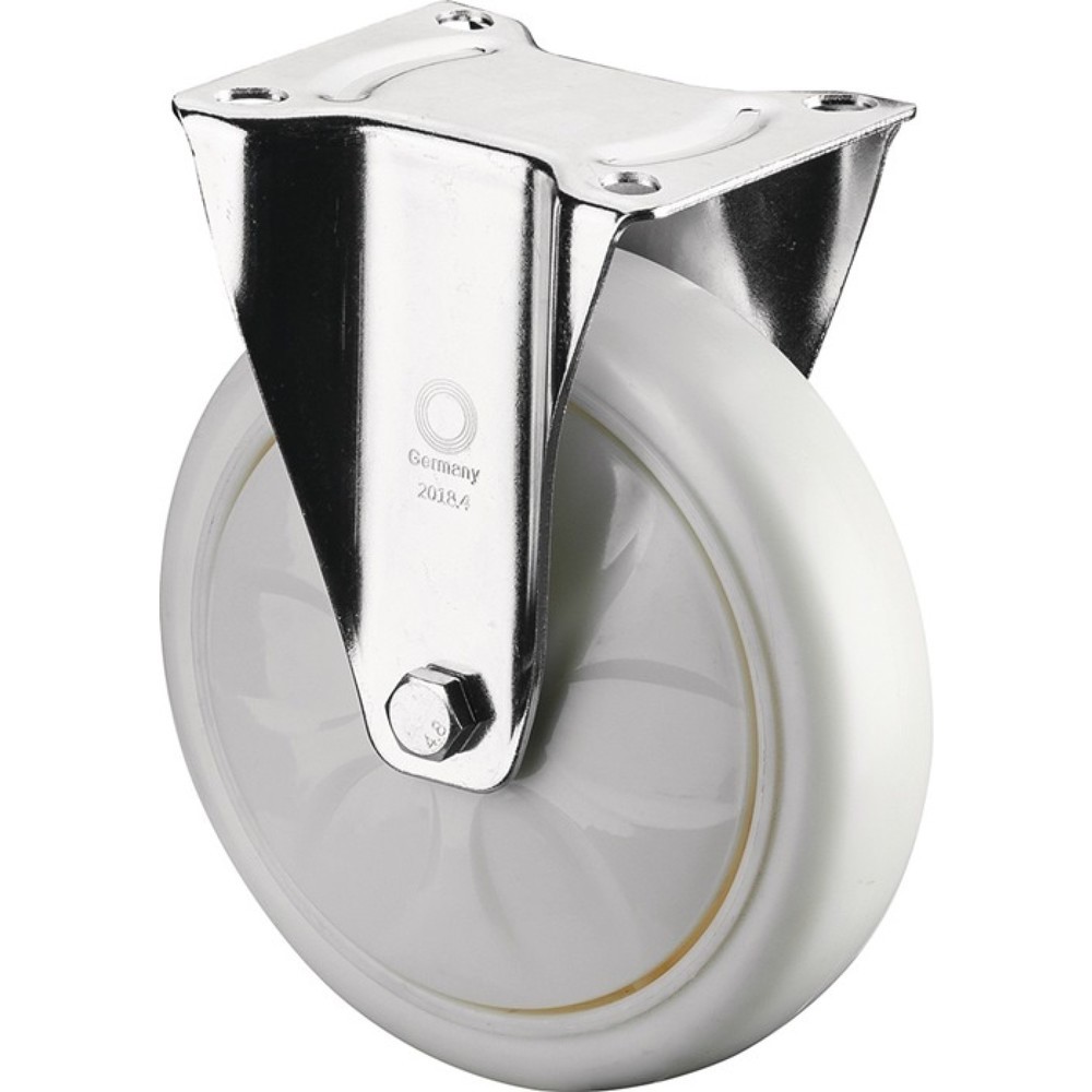 BS ROLLEN Bockrolle, Kunststoff, Rad-Ø 125 mm Tragfähigkeit 450 kg, Platte L138xB110 mm Farbe Rolle weiss