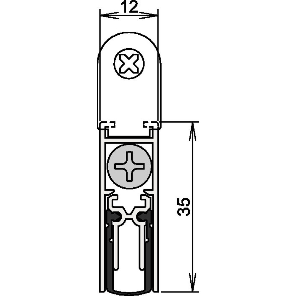 ATHMER Türdichtung Doppeldicht® M-12/35 1-392, Aluminium silberfarben eloxiert, 1-seitig Länge 833 mm, Holztüren