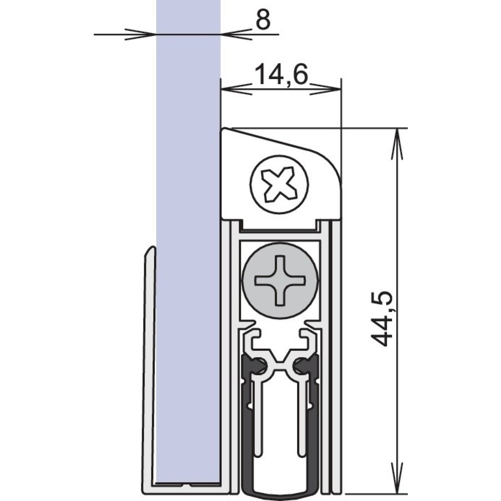 ATHMER Türdichtung Schall-Ex® GS-8 1-407, Aluminium silberfarben eloxiert, 1-seitig Länge 958 mm, Glastüren