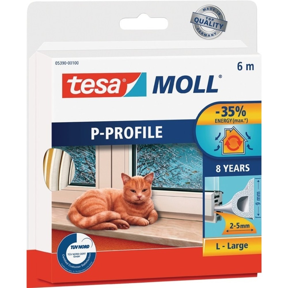 tesa® Fenster-/Türmoll tesa® moll® 5390, weiss, B9mmxH5,5mmxL6m