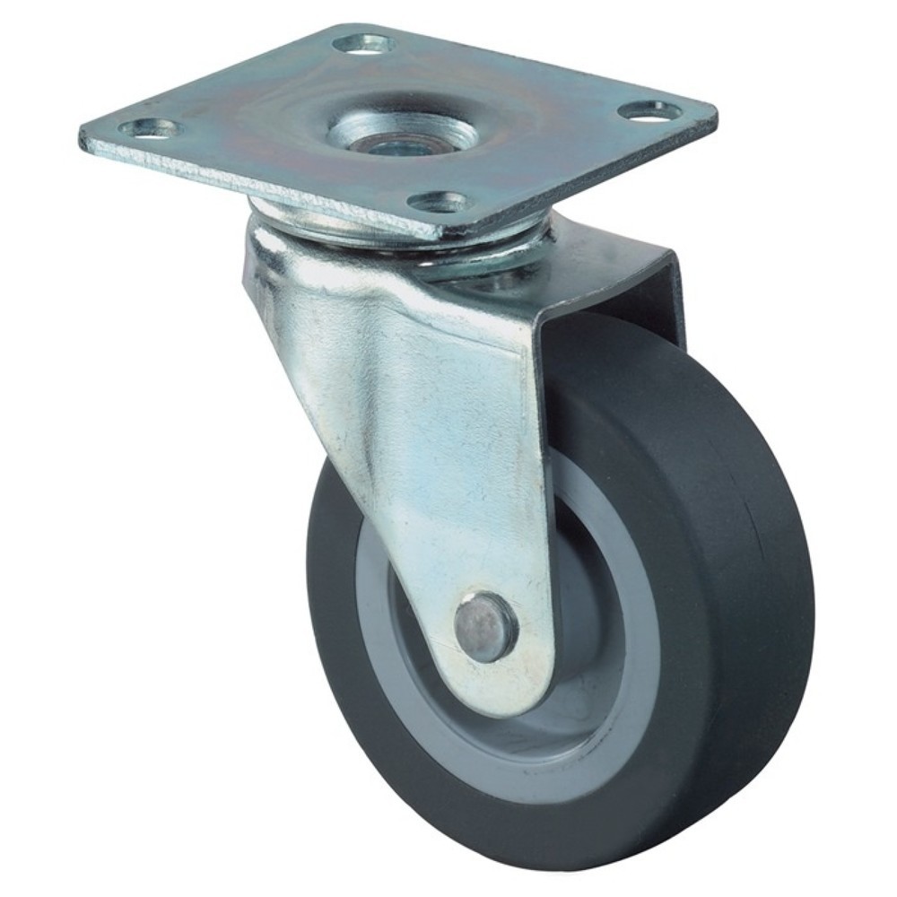 BS ROLLEN Lenkrolle, mit Anschraubplatte, Rad-Ø 30 mm Tragfähigkeit 20 kg, Gummi grau