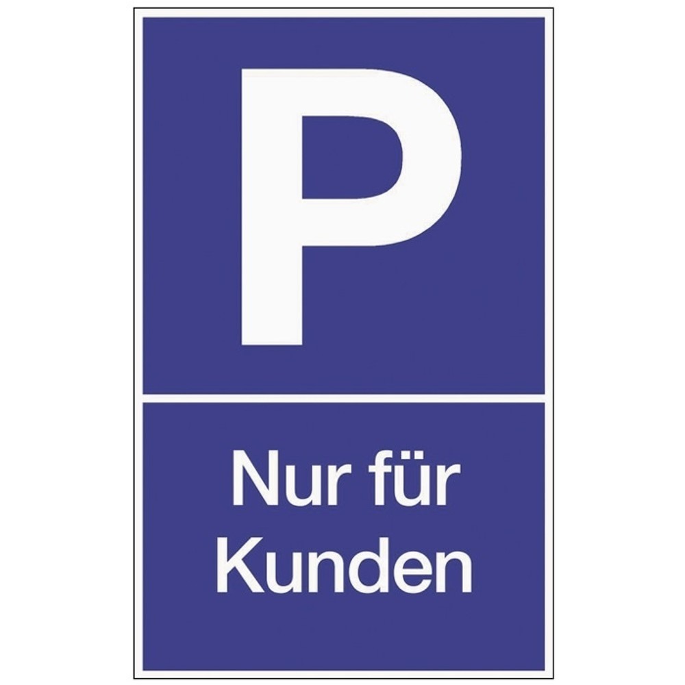 Parkplatzbeschilderung, L250xB400 mm, Parken für Kunden, Kunststoff blau/weiss
