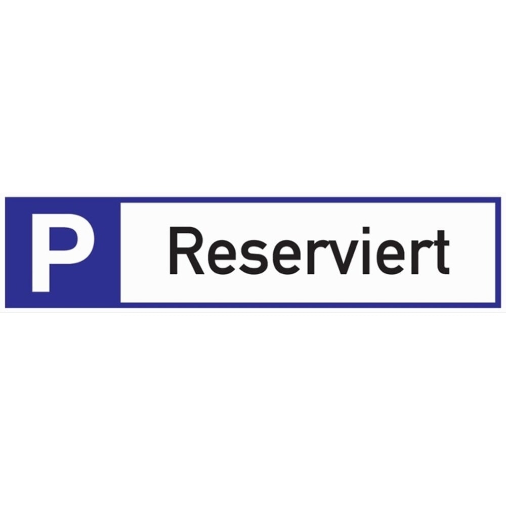 Parkplatzbeschilderung, L460xB110 mm, Parkplatz reserviert, Aluminium weiss/blau/schwarz