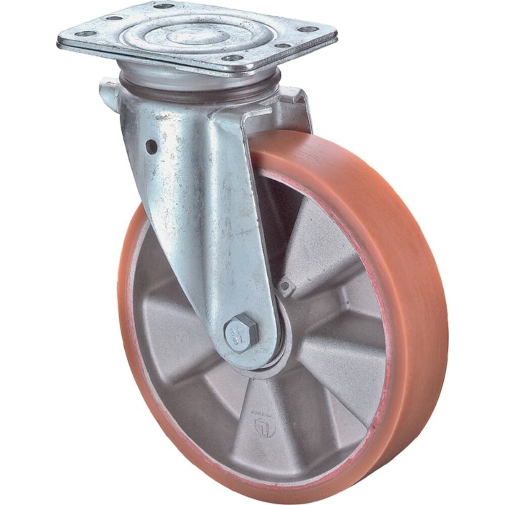 BS ROLLEN Lenkrolle, mit Anschraubplatte, Rad-Ø 125 mm Tragfähigkeit 200 kg, Guss-Polyurethanbandage