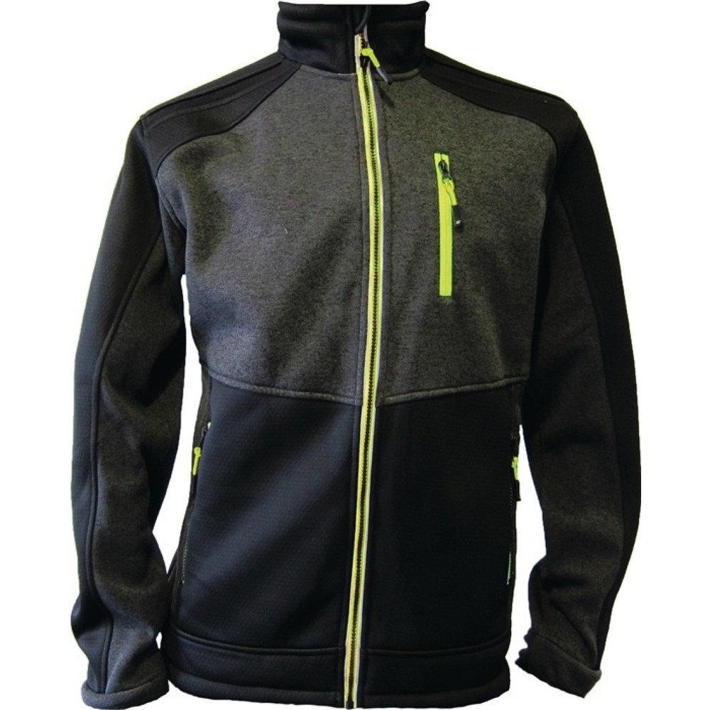 TERRAX Strickfleecejacke, dunkelgrün/schwarz/lime, Grösse XXXL
