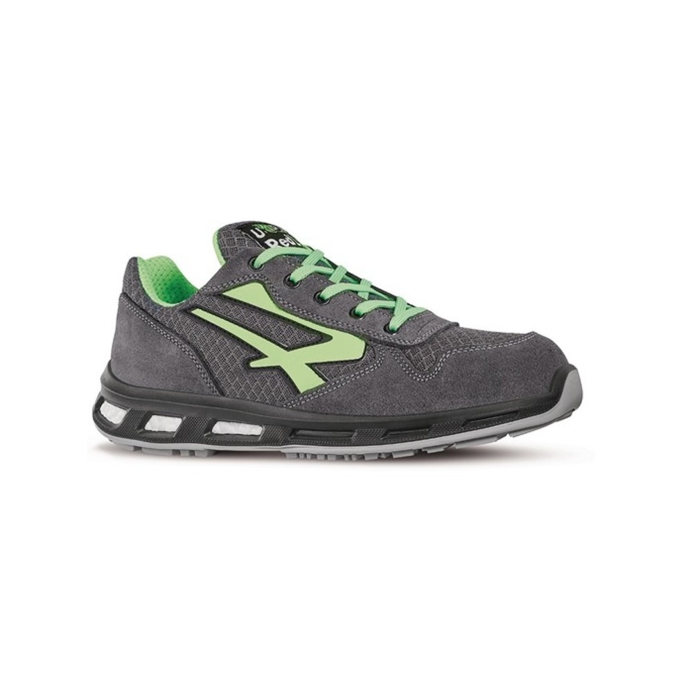 U.POWER Sicherheitsschuh Point, S1P SRC EN ISO 20345, Grösse 46 grau/grün, Veloursleder/Nylon