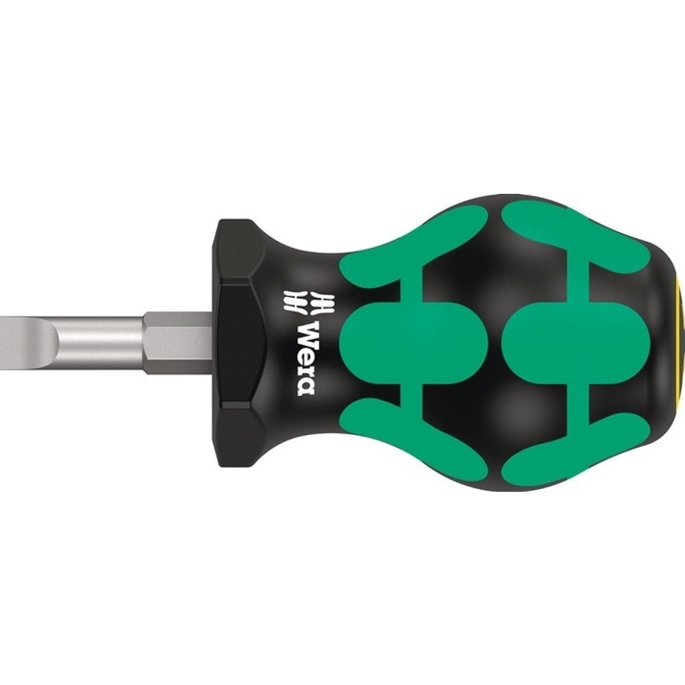 WERA Schraubendreher 335 Stubby, Klingenlänge 24,5 mm 2-Komponentengriff, Schneidenbreite 6,5 mm, Rundklinge