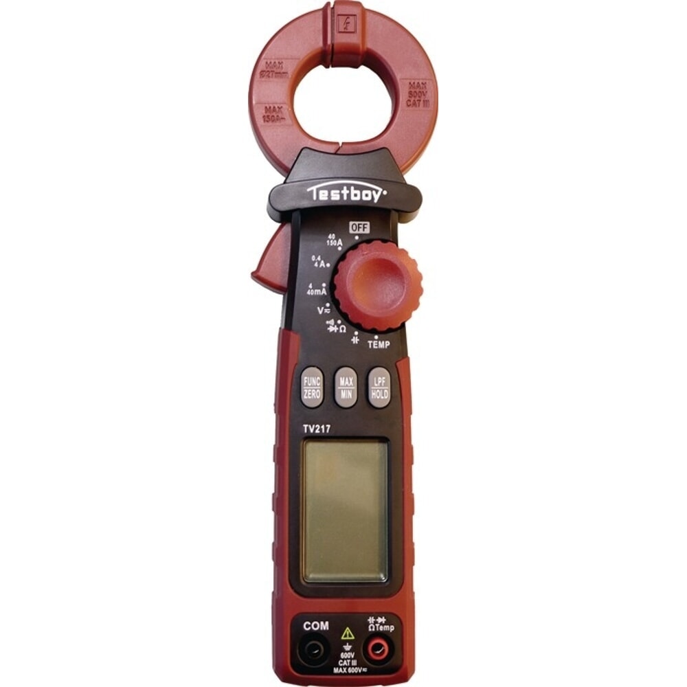 TESTBOY Leckstromzange TV 217, Zangenöffnung 27 mm, Messbereich 1µA – 150A(AC)