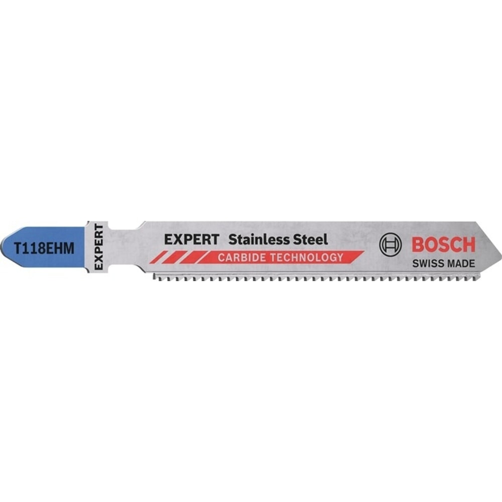 BOSCH Maschinensägeblatt Stainless Steel T 118 EHM, Zahnteilung 1,4 mm, Gesamtlänge 83 mm, 3 Stück / Karte, Edelstahlbleche