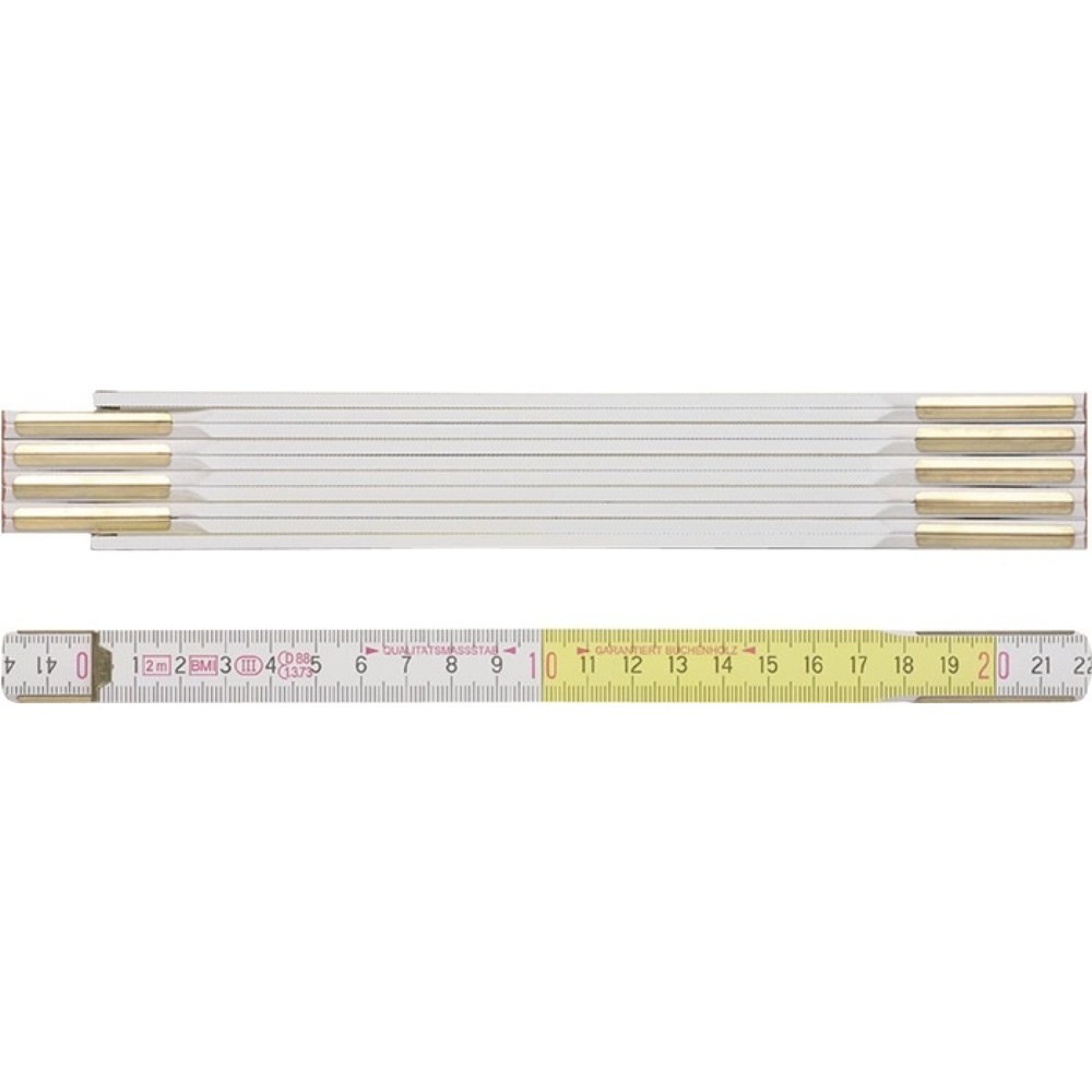 BMI Gliedermassstab 9143, mm/cm EG III, Länge 3 m Breite 16 mm, Buche weiss-gelb