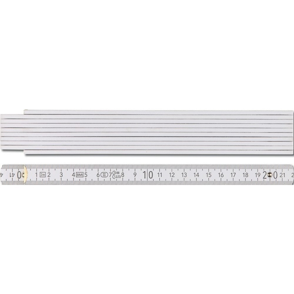 BMI Gliedermassstab 9072, mm/cm EG III, Länge 2 m Breite 16 mm, Buche weiss