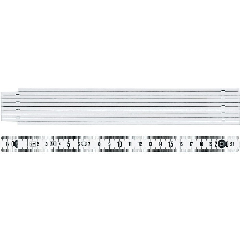 BMI Gliedermassstab 1041, mm/cm EG III, Länge 1 m, Kunststoff weiss