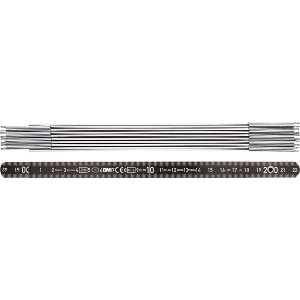 BMI Gliedermassstab, mm/cm EG II, Länge 2 m Breite 14 mm, Aluminium schwarz