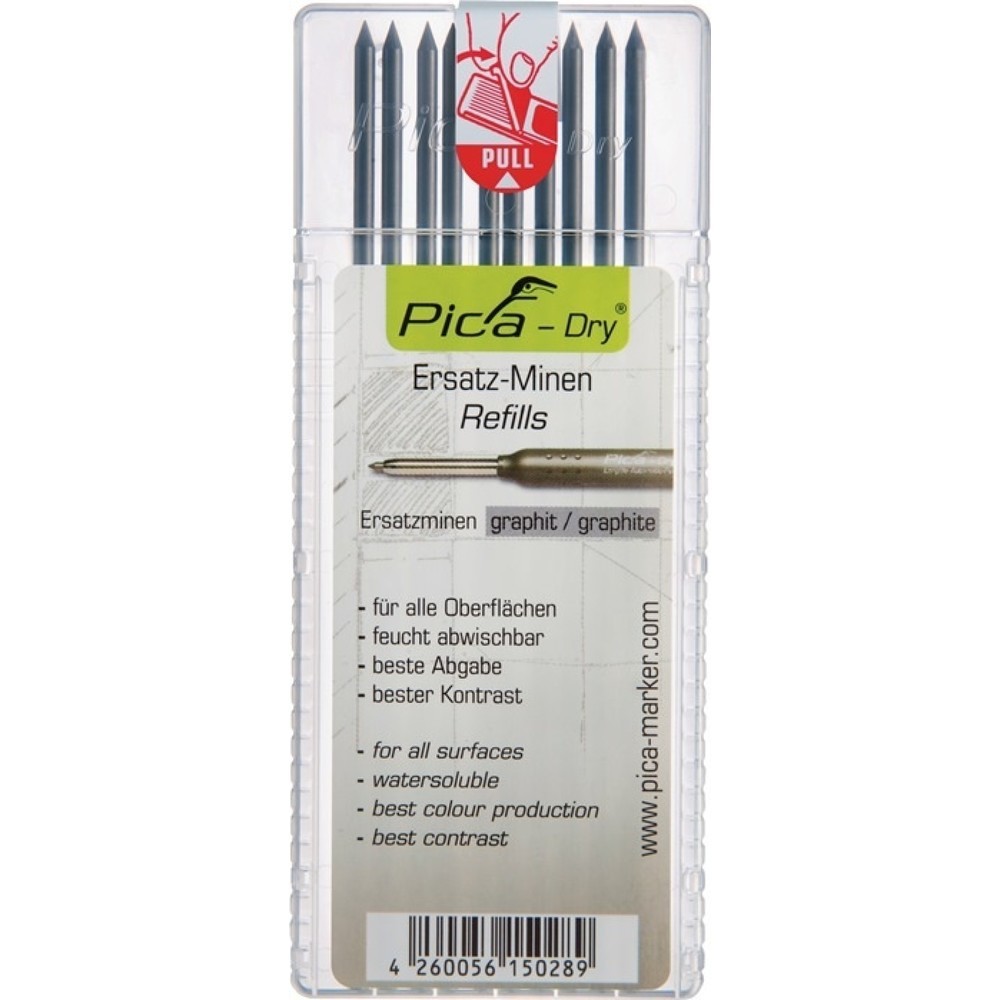 PICA Minenset Pica-Dry, feucht abwischbar, 10x graphit, 10 Minen / Set