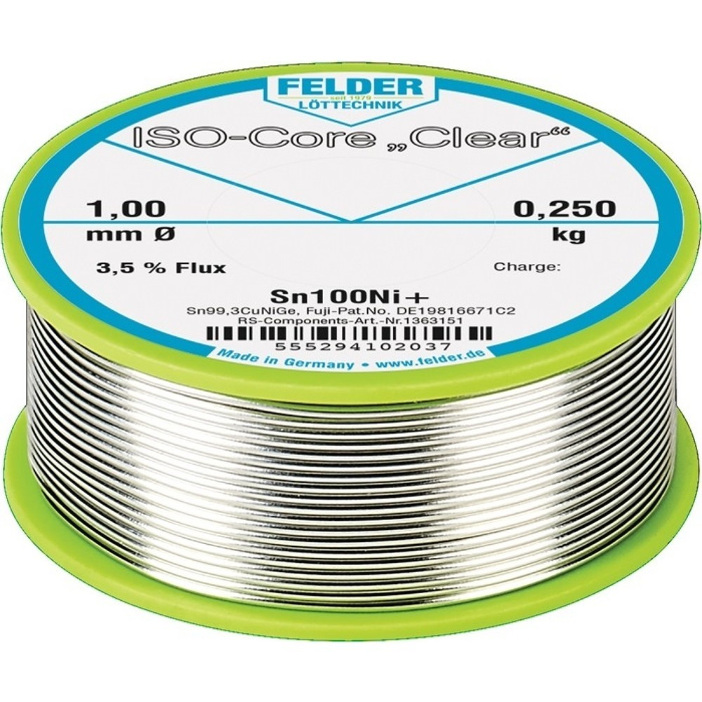 FELDER Lötdraht ISO-Core® Clear, 100 g, 1,5 mm, Sn100Ni+