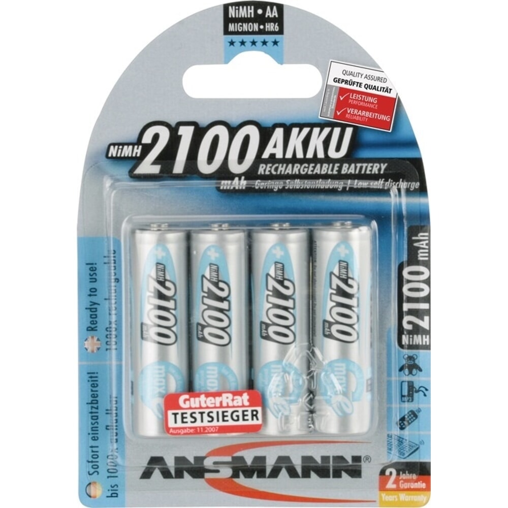 ANSMANN Akkuzelle maxE, R6-AA-Mignon HR6, 1,2 V 2100 mAh, 4St./Blister, 4