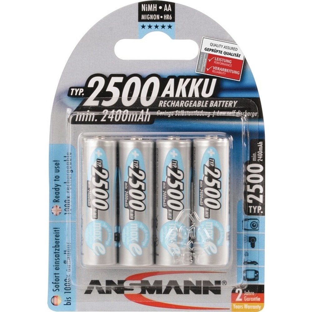 ANSMANN Akkuzelle maxE, R6-AA-Mignon HR6, 1,2 V 2500 mAh, 4St./Blister, 4