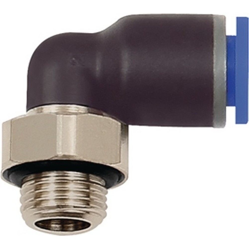 RIEGLER L-Steckverschraubung Blaue Serie, mit O-Ring, drehbar zylindrisch, Aussengewinde G 1/4 ″ SW 17 mm, 8 mm
