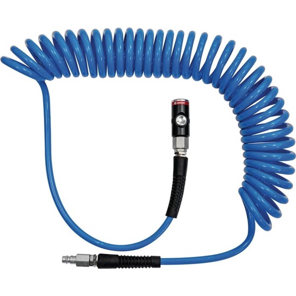 RIEGLER Spiralschlauchset, Länge 10 m, Innen-Ø 8 mm Aussen-Ø 12 mm, Rolle, Sicherheitskupplung DN 7,4