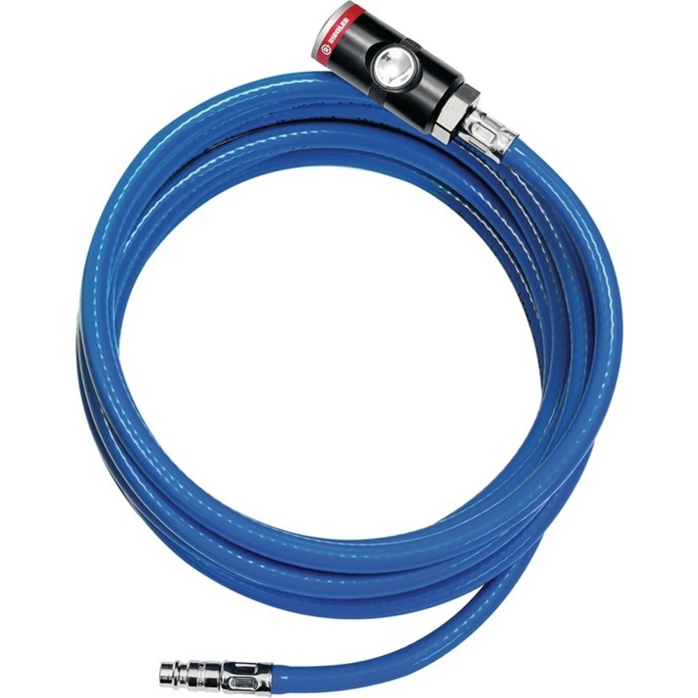 RIEGLER Soft-PVC-Druckluftschlauchset, Länge 10 m, Innen-Ø 6,3 mm Aussen-Ø 11 mm, Schnellverschlusskupplung DN 7,2