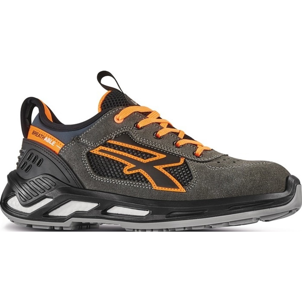 U.POWER Sicherheitsschuh Ryder, S1P SRC ESD EN ISO 20345, Grösse 40 grau/orange, Veloursleder