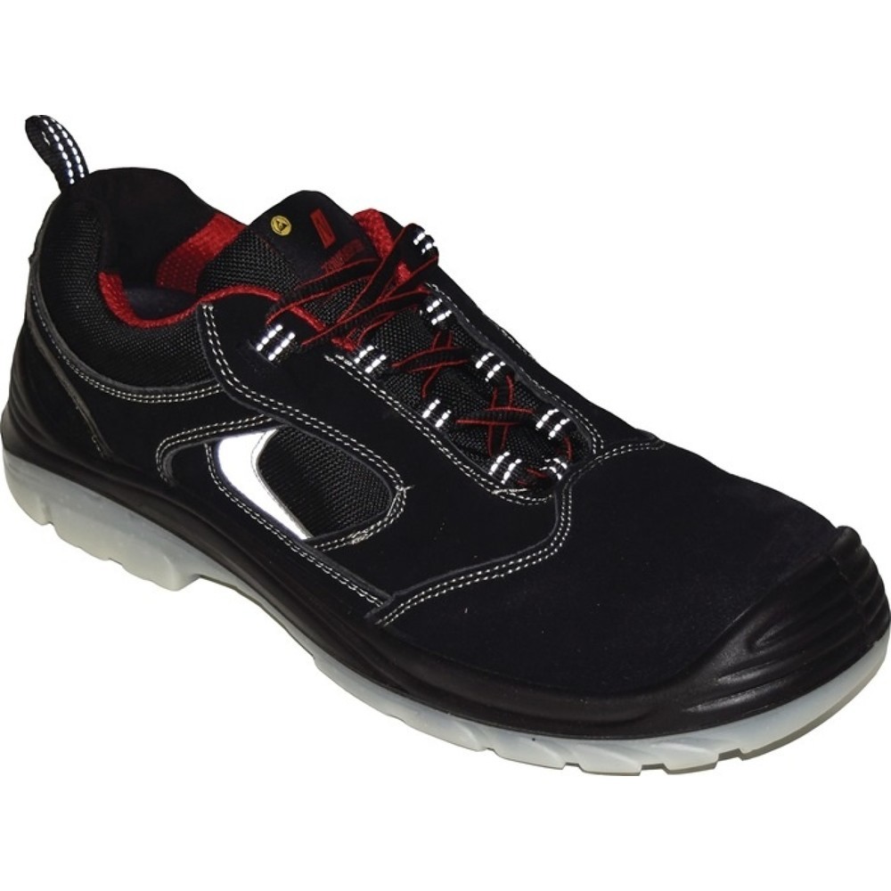 NITRAS Sicherheitsschuh EASY STEP, S1P SRC ESD EN ISO 20345, Grösse 41 schwarz, Veloursleder