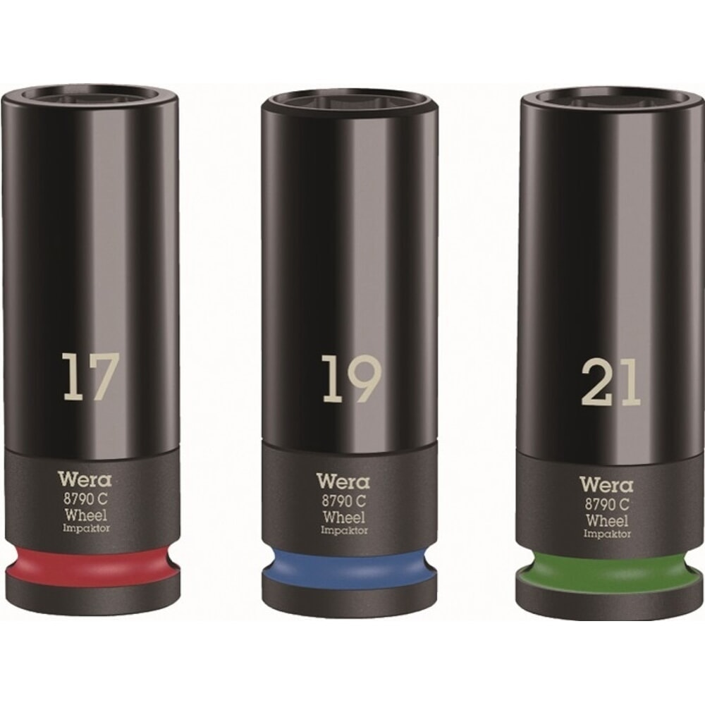 WERA Kraftsteckschlüsselsatz Wheel Impaktor C Set 1, lang, 6-kant, 3-teilig 1/2 ″